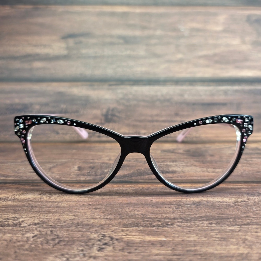 Bebe Bejeweled BB7024 Black Rose Cat Eye Eyeglasses Crystals 50-15-135